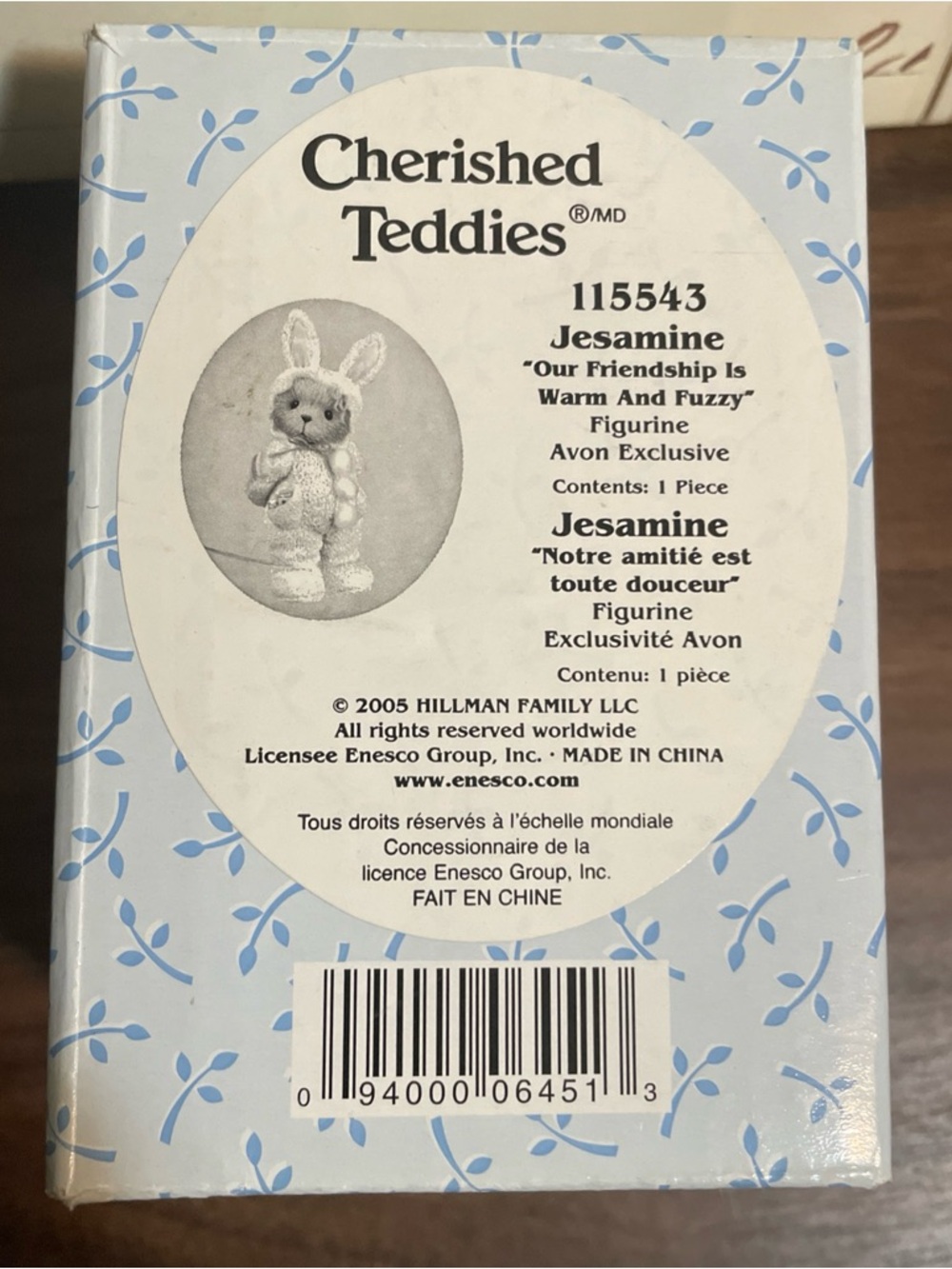 Cherished Teddies Jesamine Box - Light Blue and White